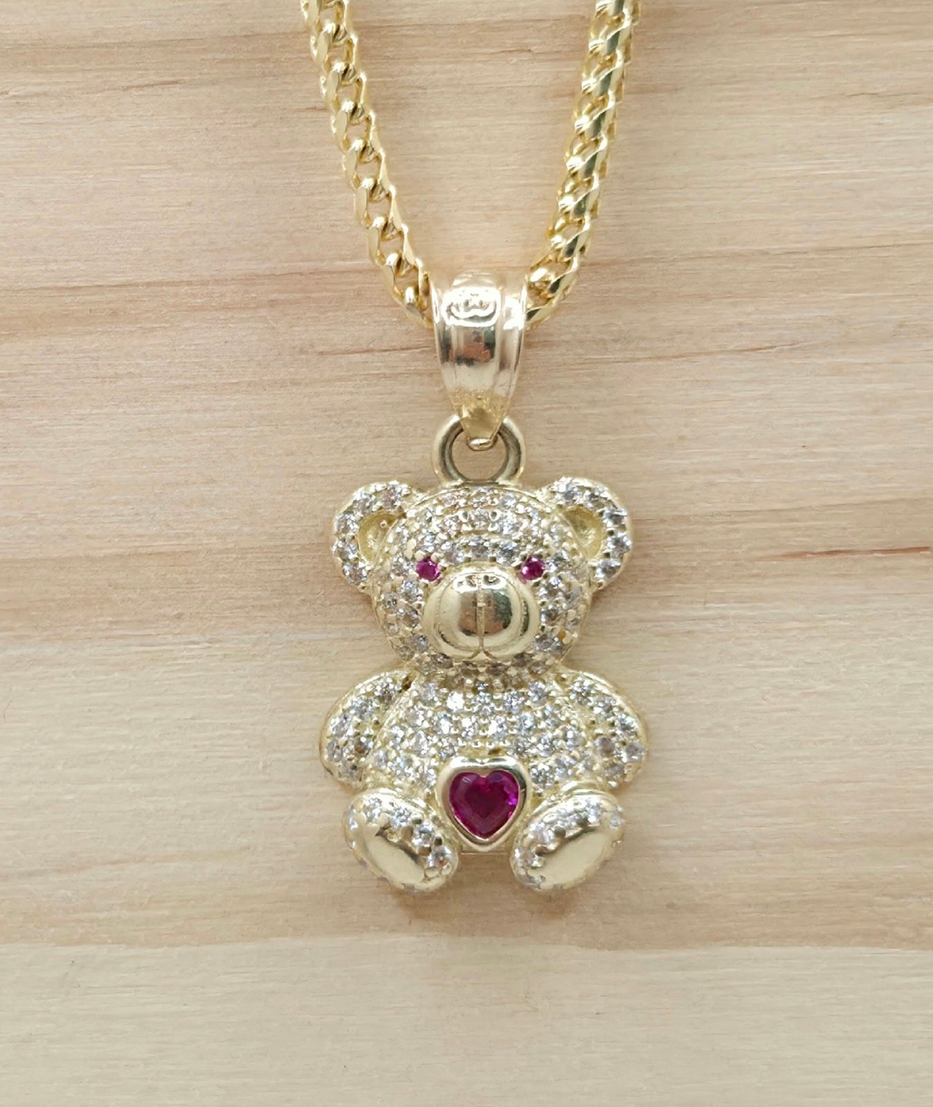 10K RED CZ MEDIUM BEAR PENDANT – JY Jewelry Wholesale