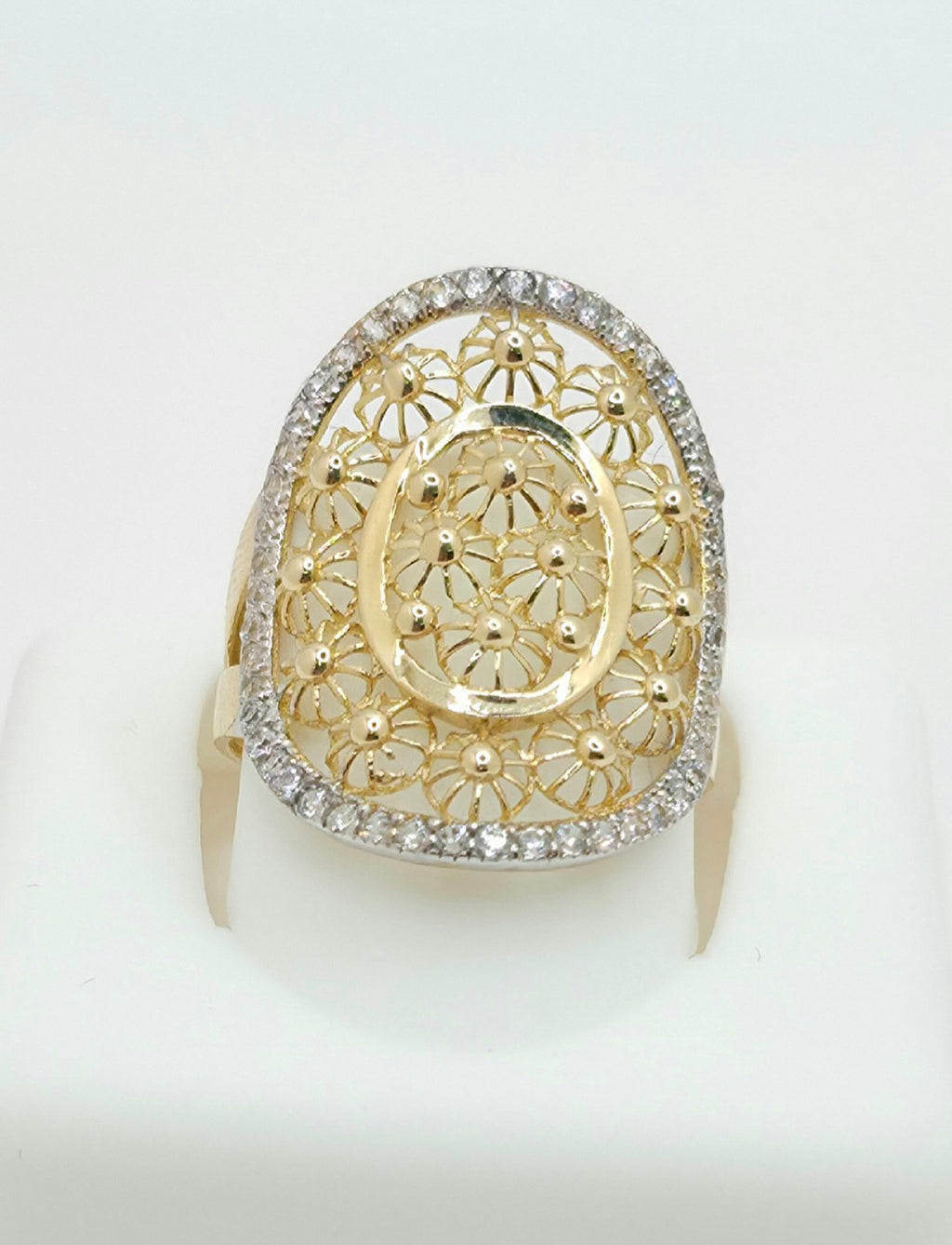 14K CZ OVAL MODERN RING – 7 – JY Jewelry Wholesale