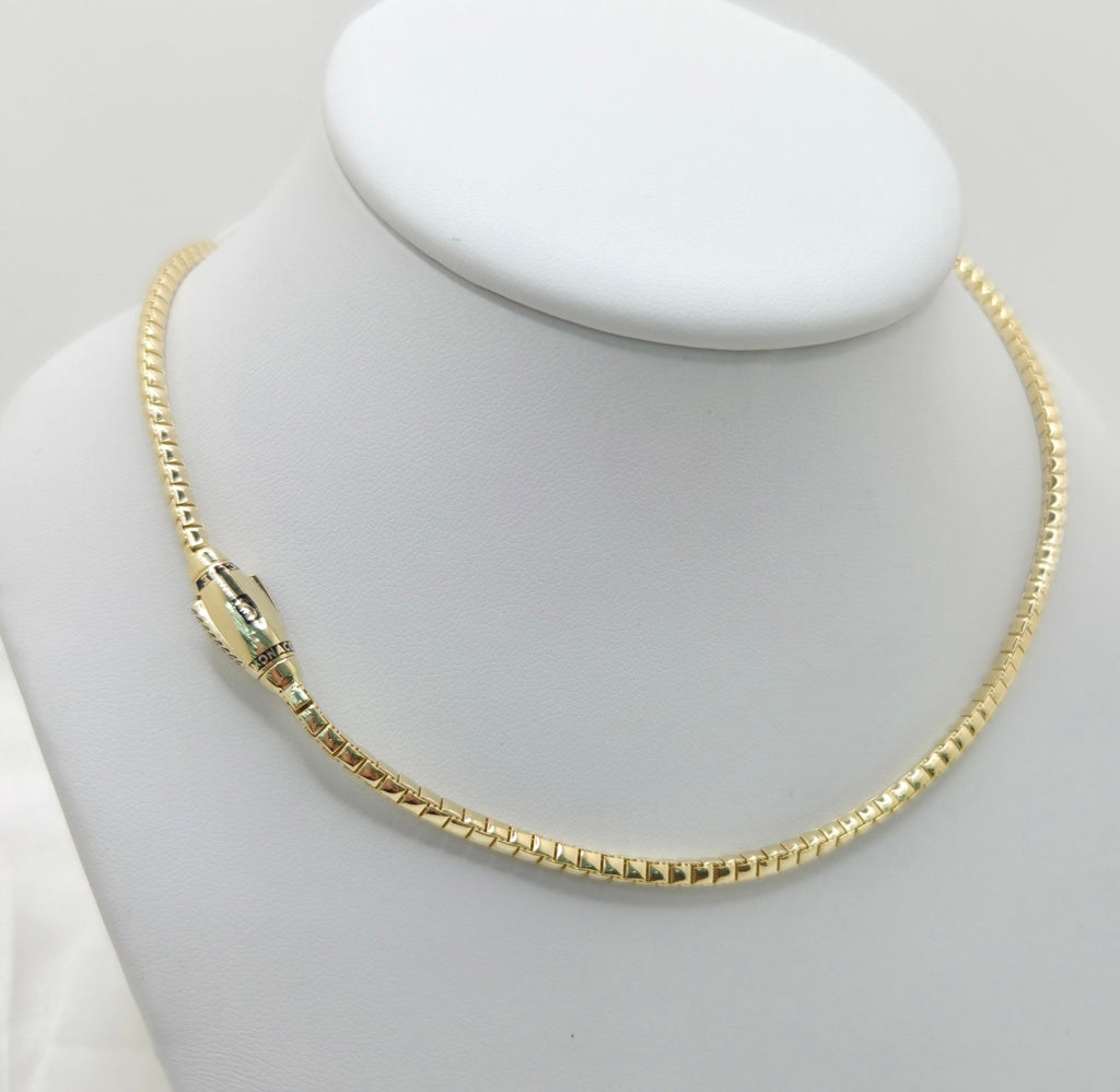 10K CERTIFIED MONACO BOX CHAIN – 4MM 24" – JY Jewelry Wholesale