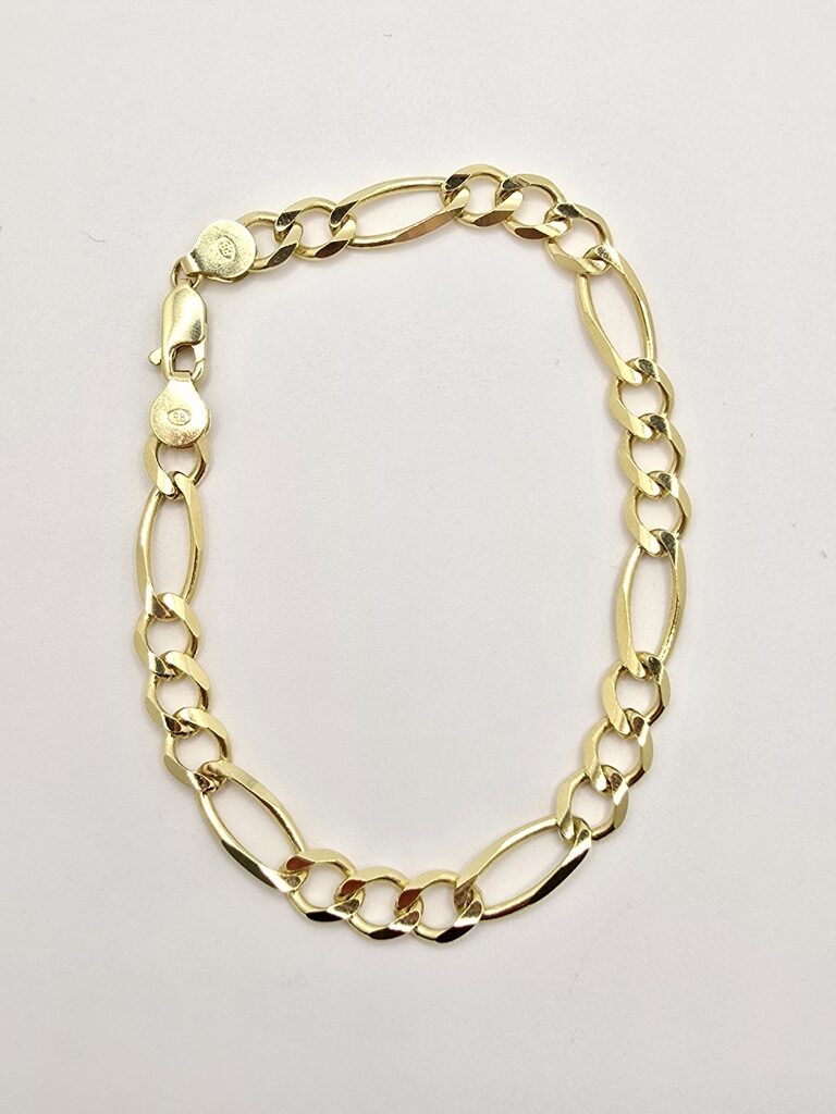 10K FIGARO BRACELET – 9" 7MM – JY Jewelry Wholesale