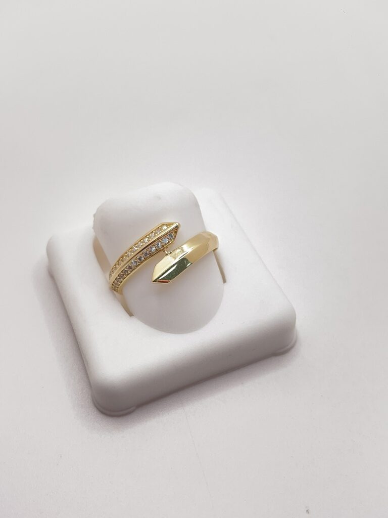 10K DELICATE ASYMMETRIC RING WITH ZIRCONIA – 8 – JY Jewelry Wholesale