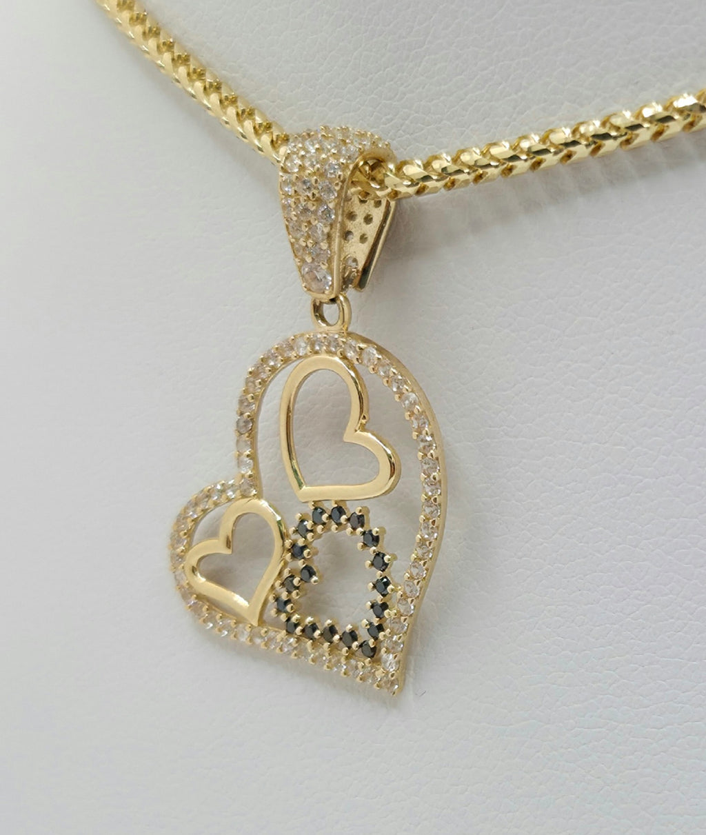 14K CZ SILHOUETTE THREE HEARTS PENDANT – JY Jewelry Wholesale