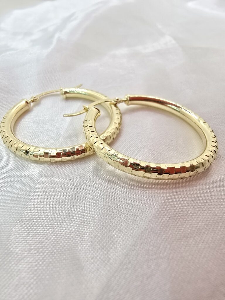 10K SQUARE CUT HOOPS EARRINGS – 4 3MM – JY Jewelry Wholesale