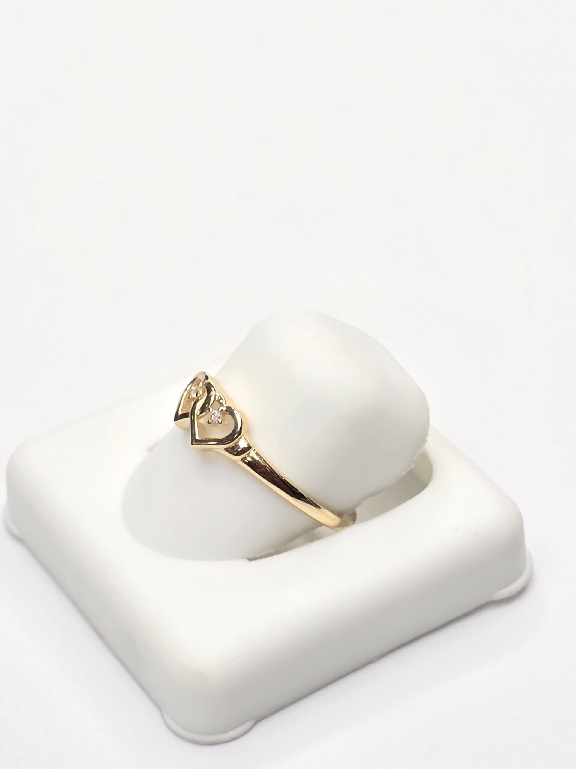 14K TWO SMALL SILHOUETTE HEART RING – 7 – JY Jewelry Wholesale