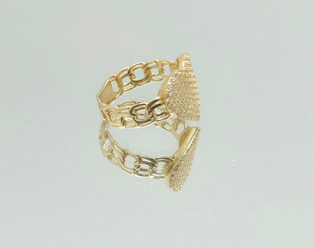 10K CHINO LINK CZ HEART RING – 7 & 8 – JY Jewelry Wholesale