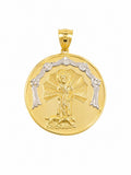 10K SMALL TWO TONE DETAILS SAN LAZARO ROUND PENDANT – SMALL – JY Jewelry Wholesale