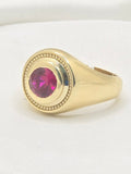 14K ELEGANT ROUND PINK STONE MAN'S RING – 11 & 12 – JY Jewelry Wholesale