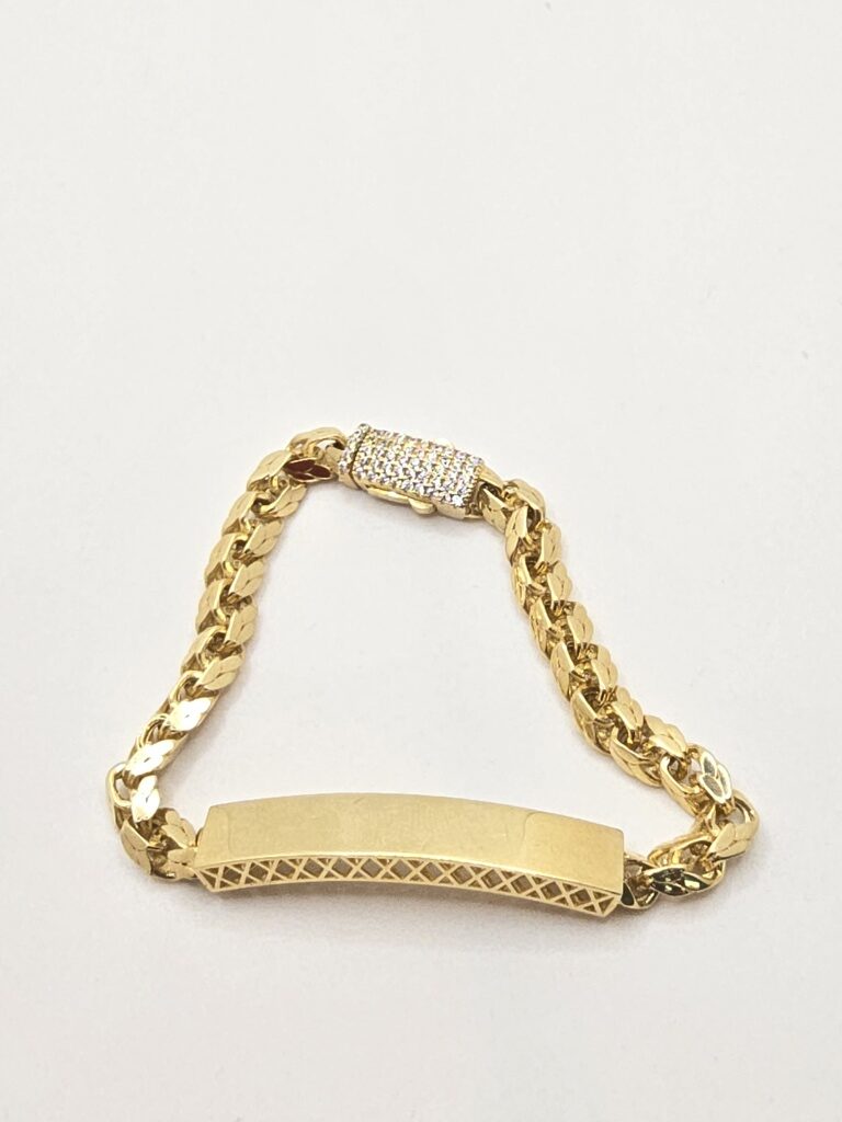 10K CHINO LINK WITH PLATE BRACELET – 7" 6MM – JY Jewelry Wholesale