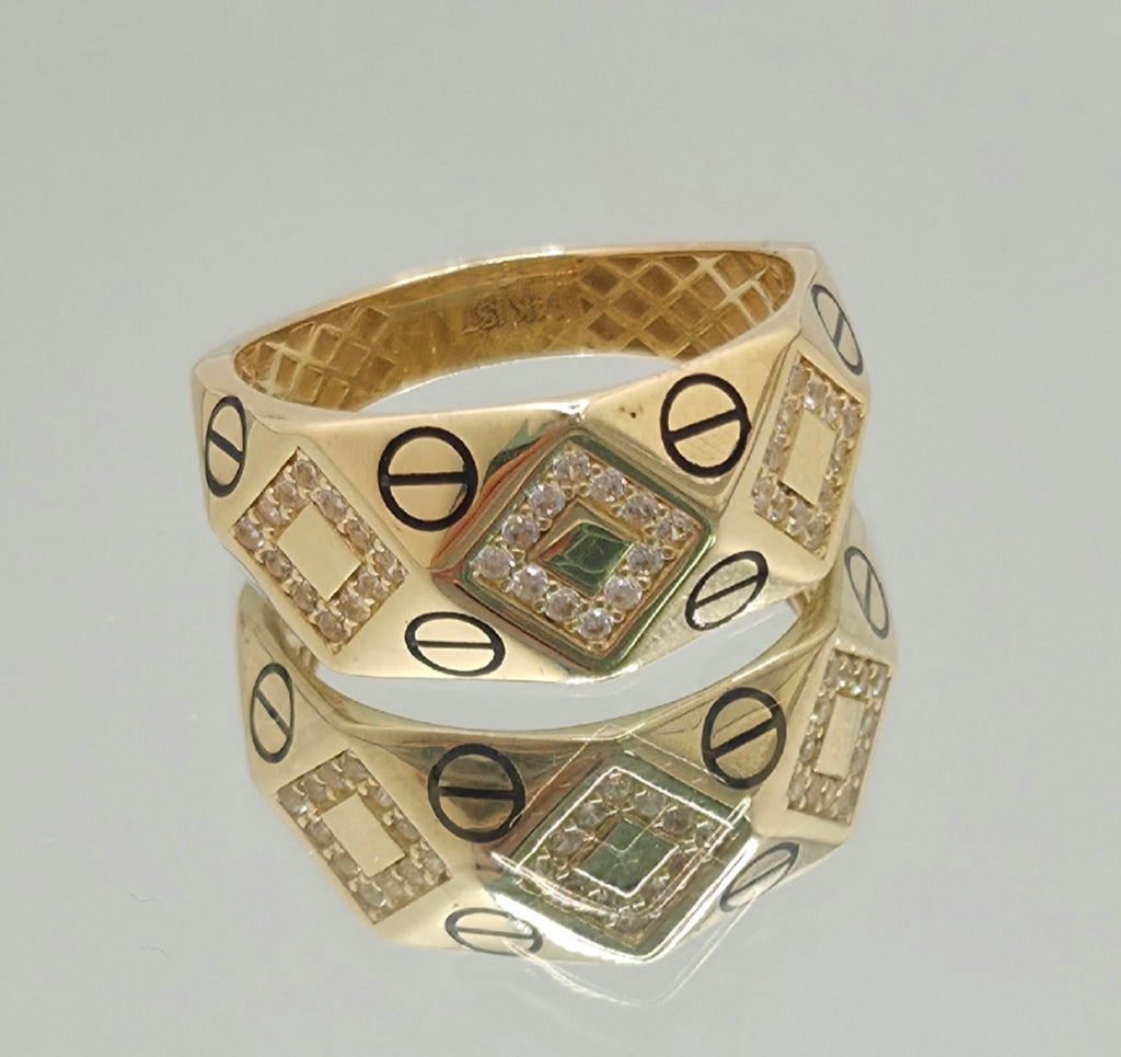 14K CZ RHOMBUS DIAGONAL RING – 7 & 8 – JY Jewelry Wholesale