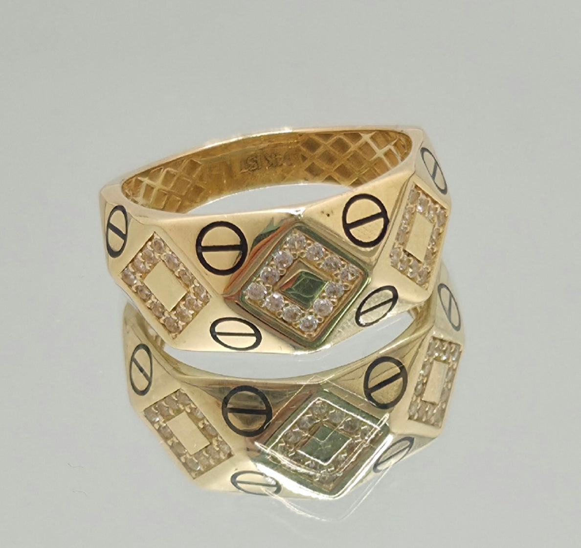 14K CZ RHOMBUS DIAGONAL RING – 7 & 8 – JY Jewelry Wholesale