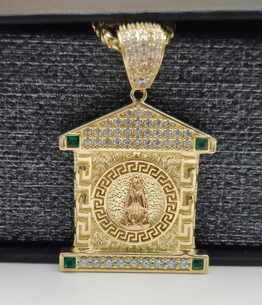 14K CZ GREEK DETAIL HOUSE STYLE CARIDAD PENDANT – JY Jewelry Wholesale