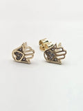 10K EXTRA SMALL CZ DETAILS HAMSA EARRINGS – JY Jewelry Wholesale