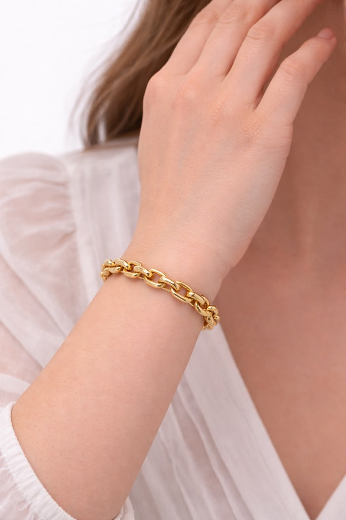 14K MODERN PAPER CLIP BRACELET – 7" – JY Jewelry Wholesale