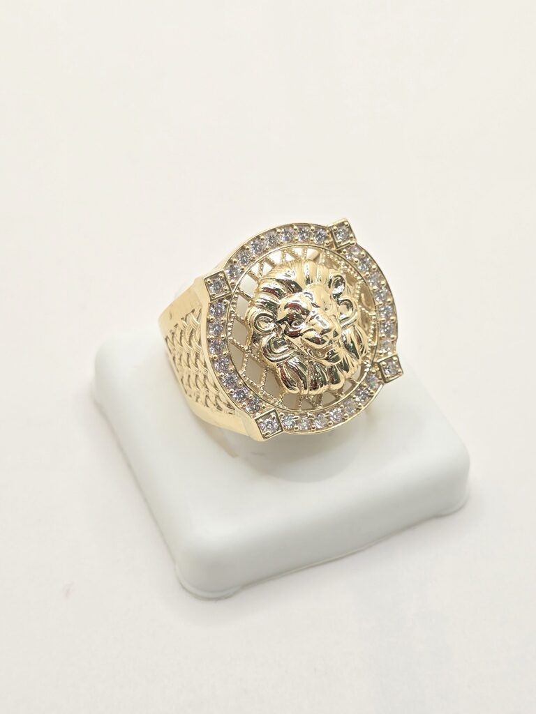 10K LION FACE RING WITH NET BACKGROUND – 10 – JY Jewelry Wholesale