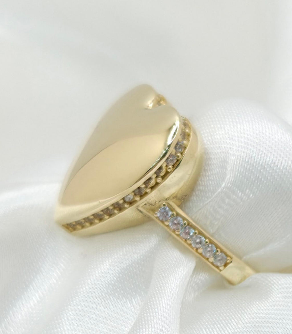 10K CZ AROUND PLAIN HEART RING – 6-7.5 – JY Jewelry Wholesale