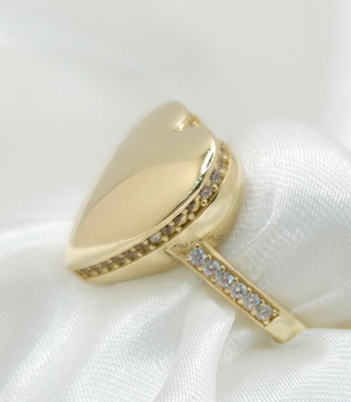 10K CZ AROUND PLAIN HEART RING – 6-7.5 – JY Jewelry Wholesale