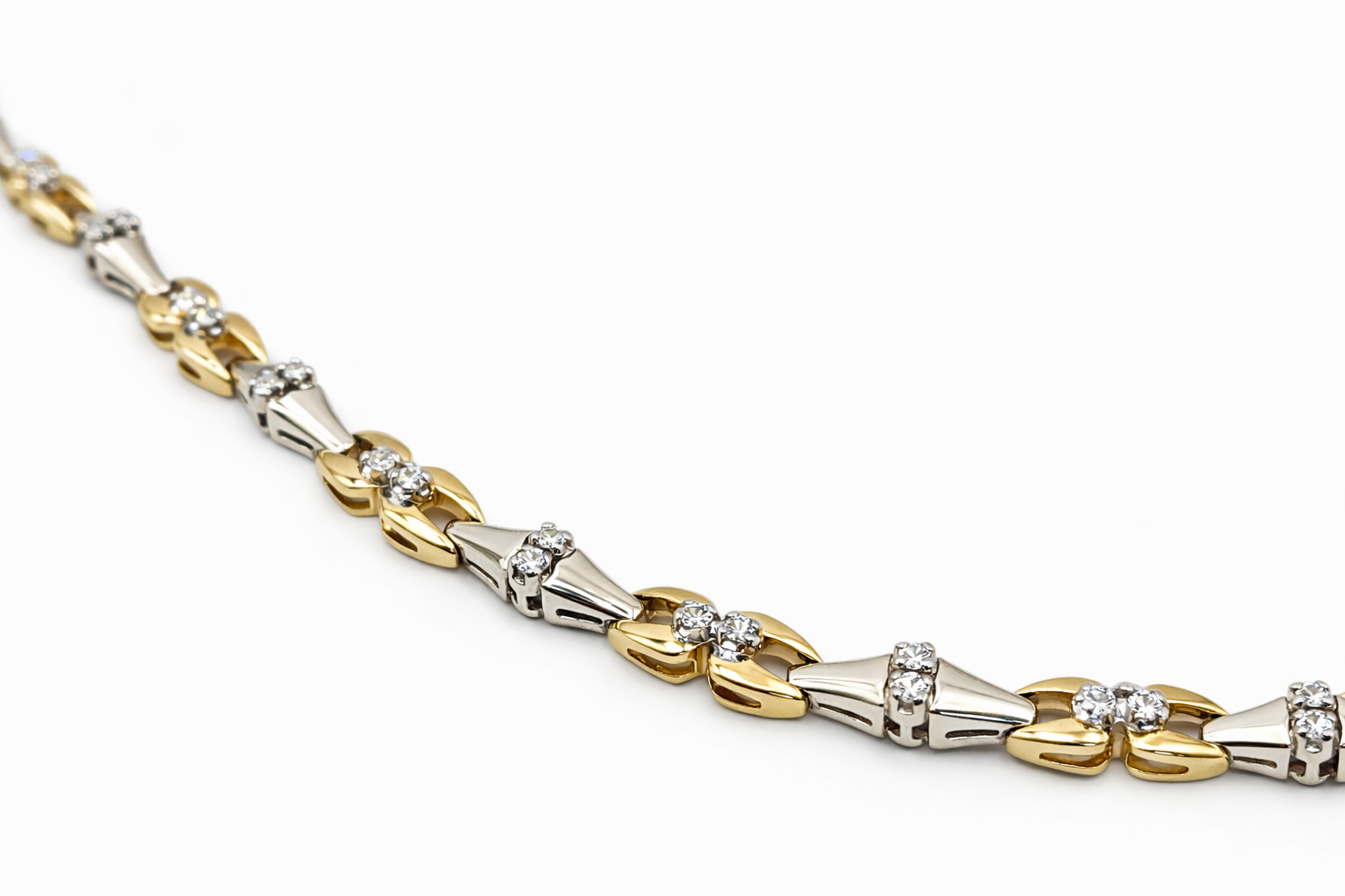 14K YELLOW AND WHITE GOLD DIAMOND WOMAN'S RING – 7" – JY Jewelry Wholesale