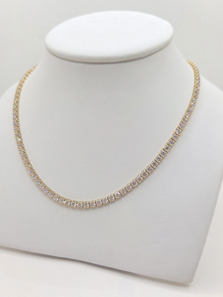 10K TENNIS NECKLACE CZ – 23" 3.5MM – JY Jewelry Wholesale