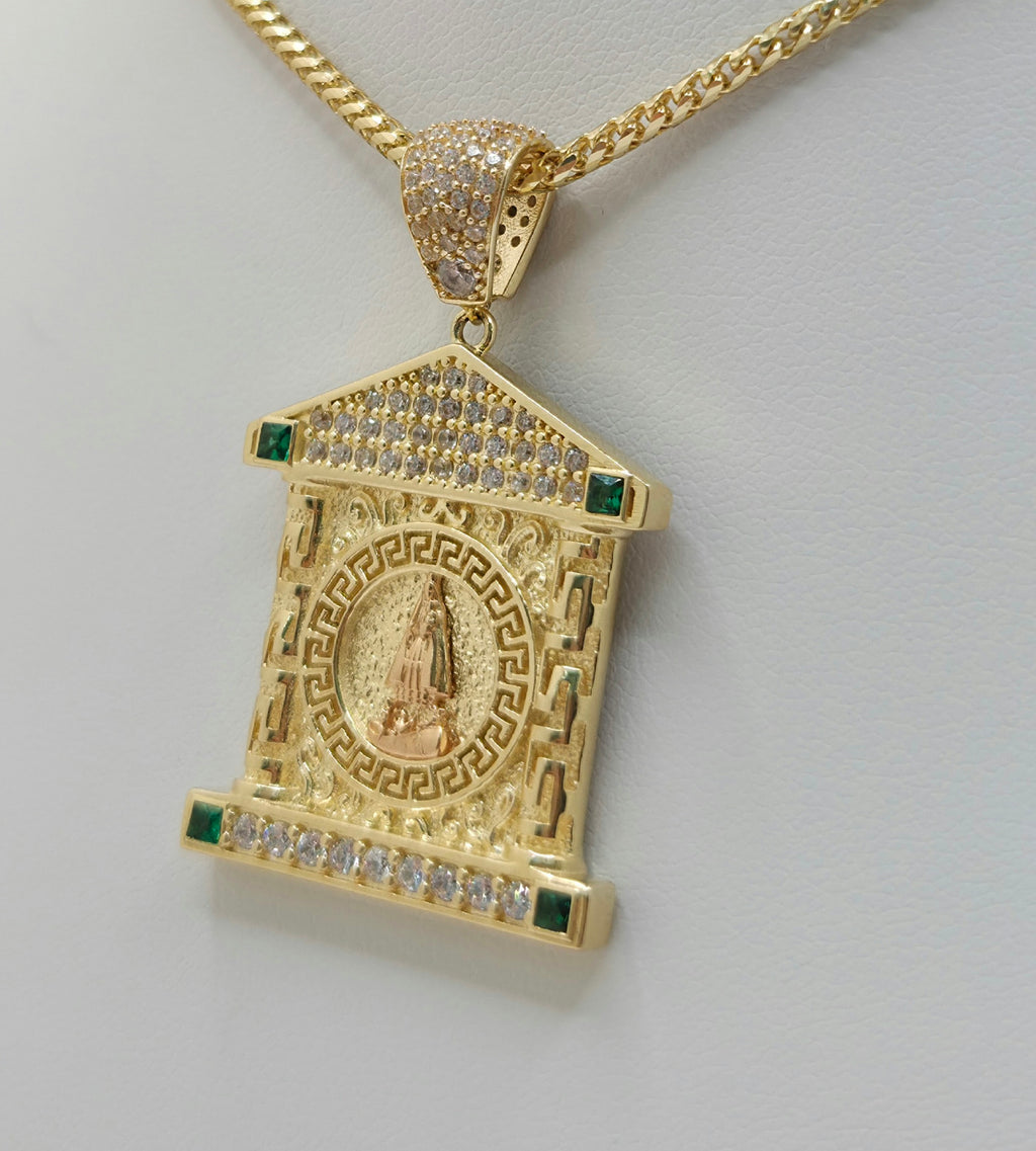 14K CZ GREEK DETAIL HOUSE STYLE CARIDAD PENDANT – JY Jewelry Wholesale