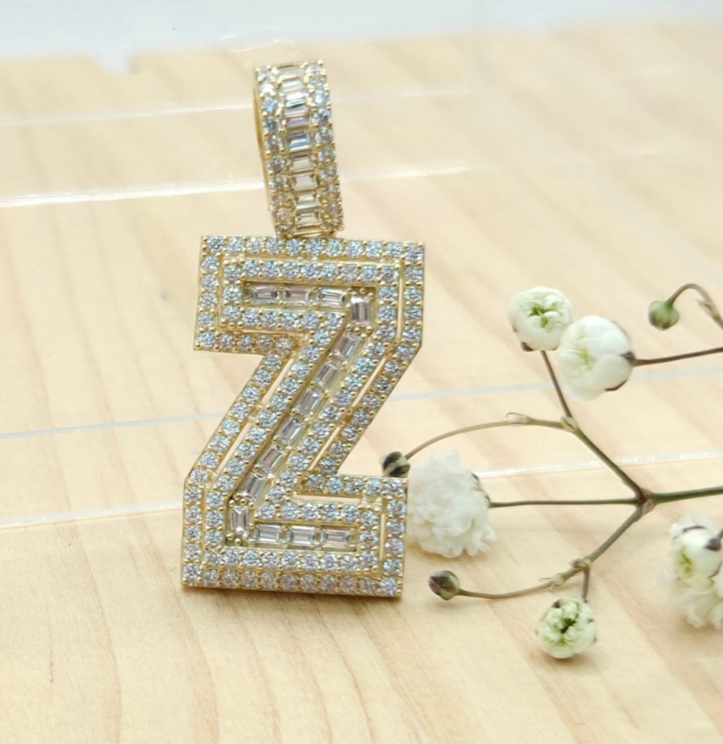 10K SMALL CZ "Z" LETTER PENDANT – JY Jewelry Wholesale