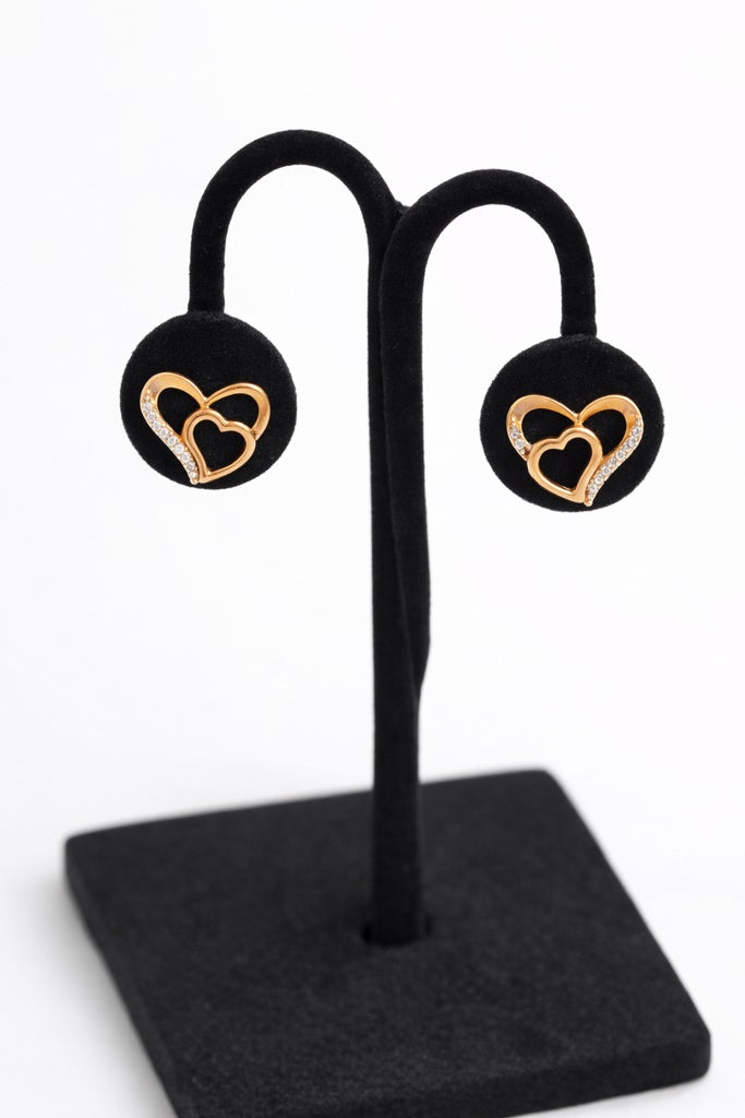 10K MODERN HEART CZ DETAIL EARRINGS – JY Jewelry Wholesale