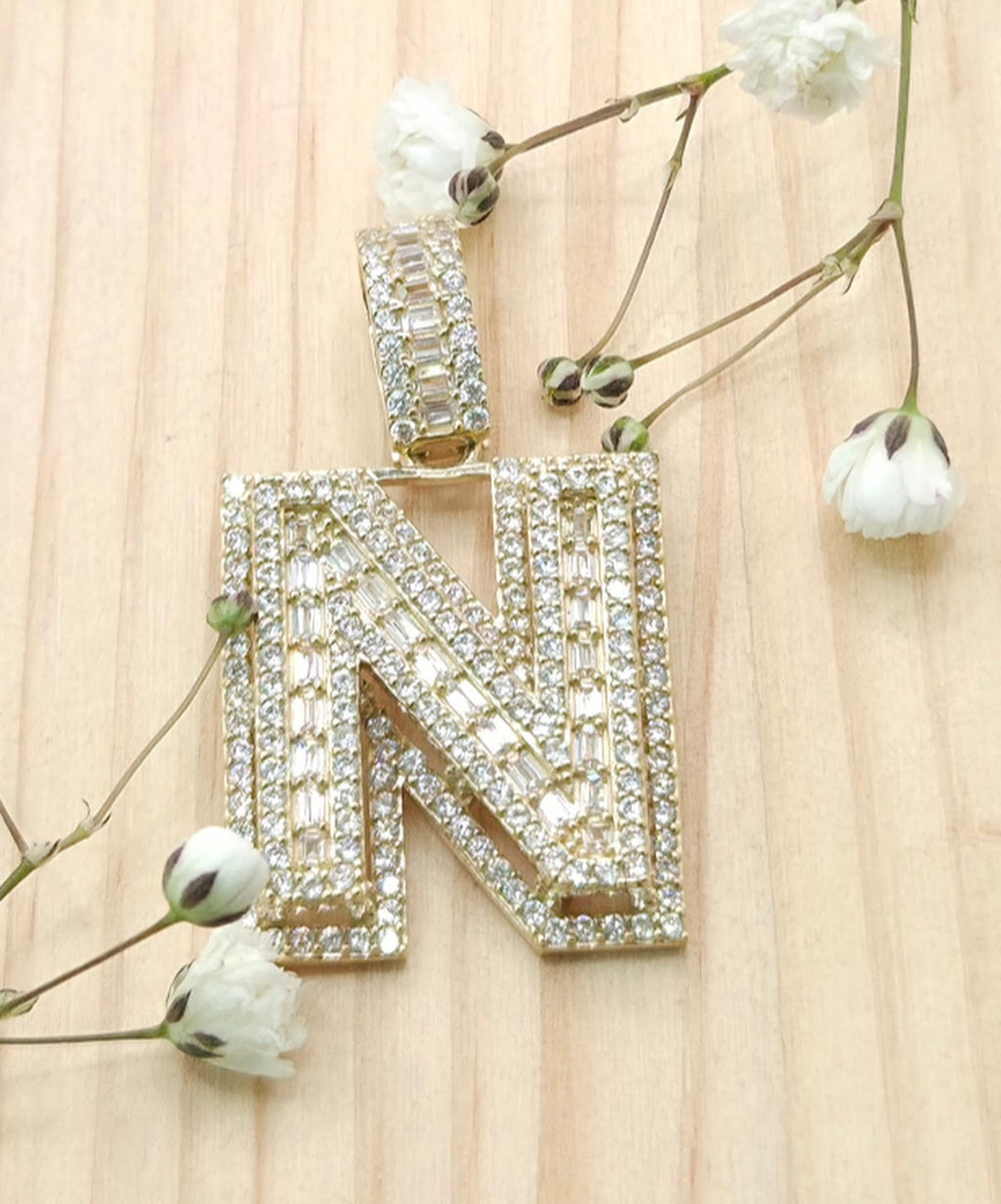 10K MEDIUM CZ "N" LETTER PENDANT – JY Jewelry Wholesale