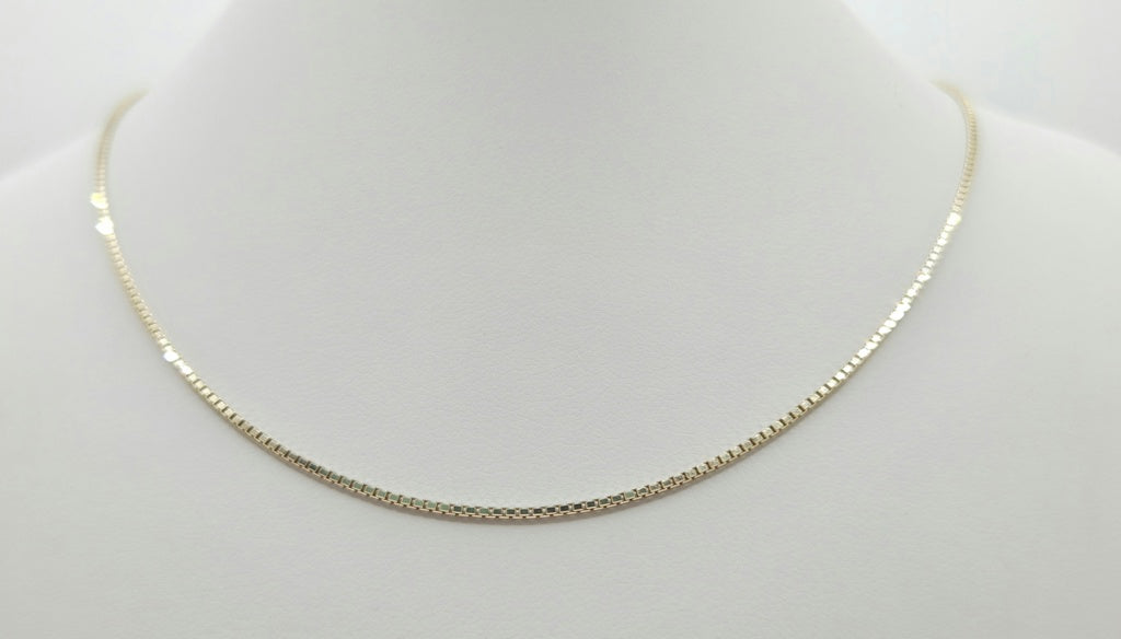 10K BOX CHAIN – 16" 1.1MM – JY Jewelry Wholesale