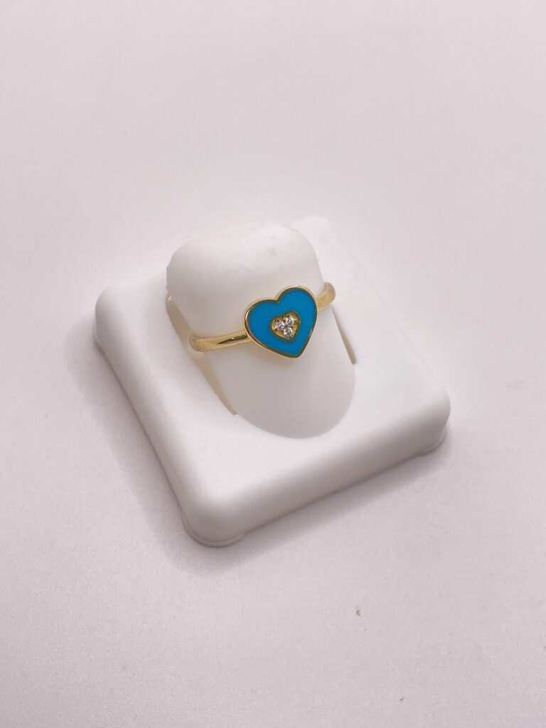 10K SMALL BLUE HEART RING – 7 – JY Jewelry Wholesale