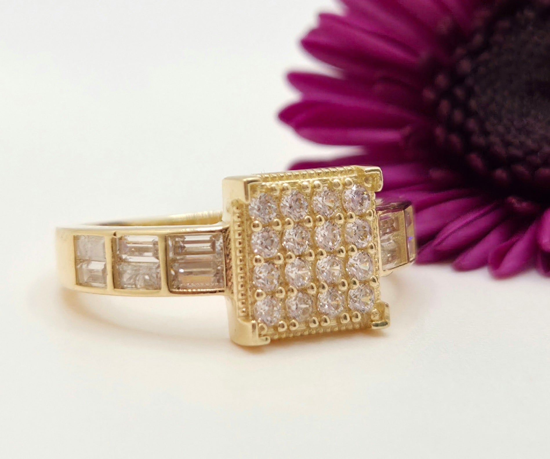 14K DELICATE CZ SQUARE PROMISE RING – 7 & 8 – JY Jewelry Wholesale