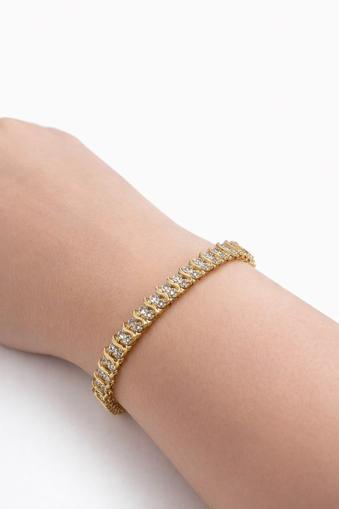 14K ELEGANT AND DELICATE DIAMOND WOMAN'S BRACELET – 7" – JY Jewelry Wholesale