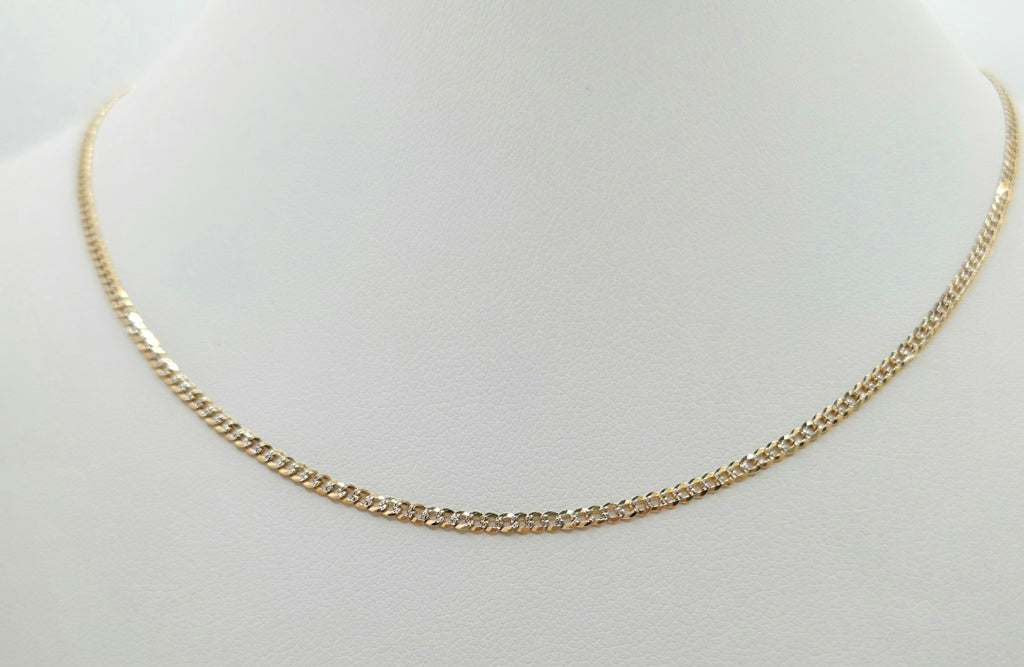 10K TWO TONE CUBAN CURB FLAT CHAIN 20" 2MM – JY Jewelry Wholesale