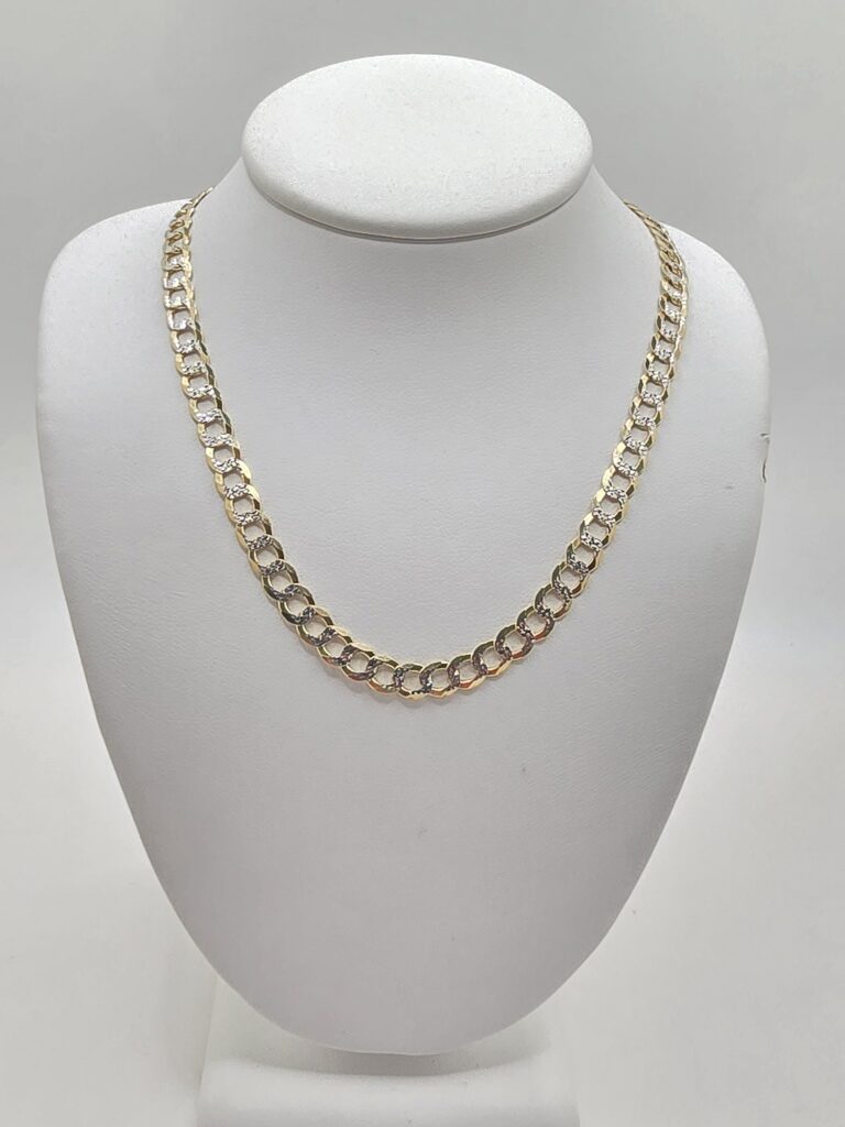 10K TWO TONE CUBAN CURB FLAT – 20" 4.5MM – JY Jewelry Wholesale