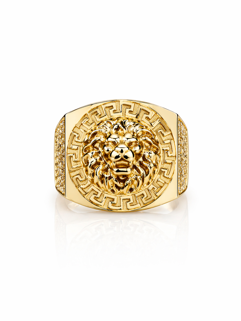 10K GREEK FRAME BIG LION HEAD RING – 11 – JY Jewelry Wholesale
