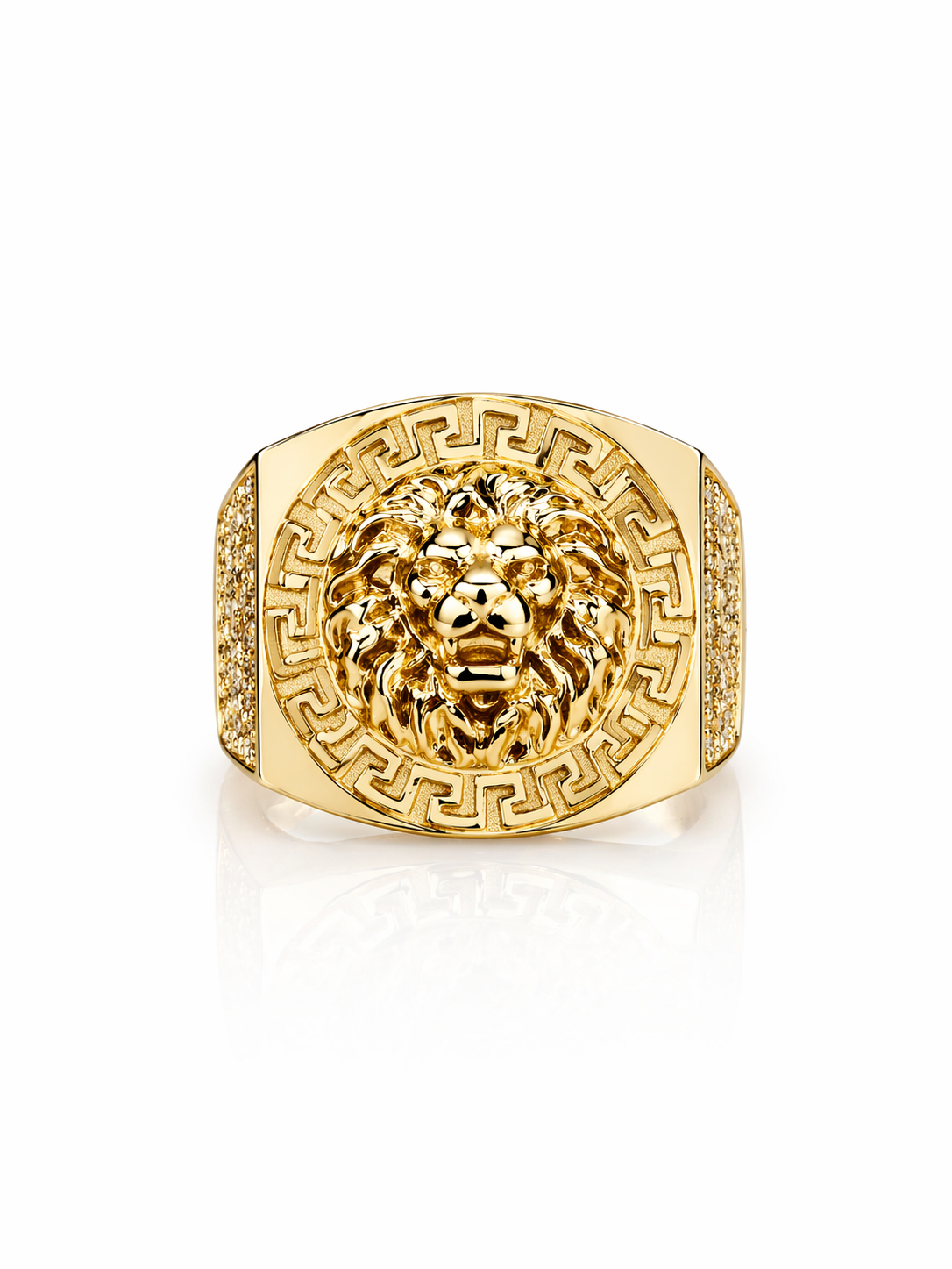 10K GREEK FRAME BIG LION HEAD RING – 11 – JY Jewelry Wholesale