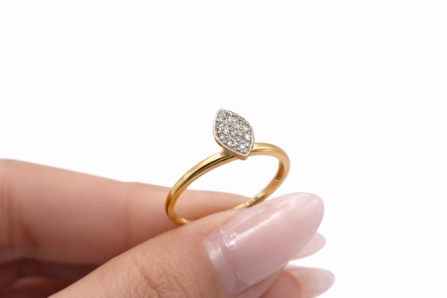 10K ALMOND DIAMOND PROMISE RING – 7.5 – JY Jewelry Wholesale