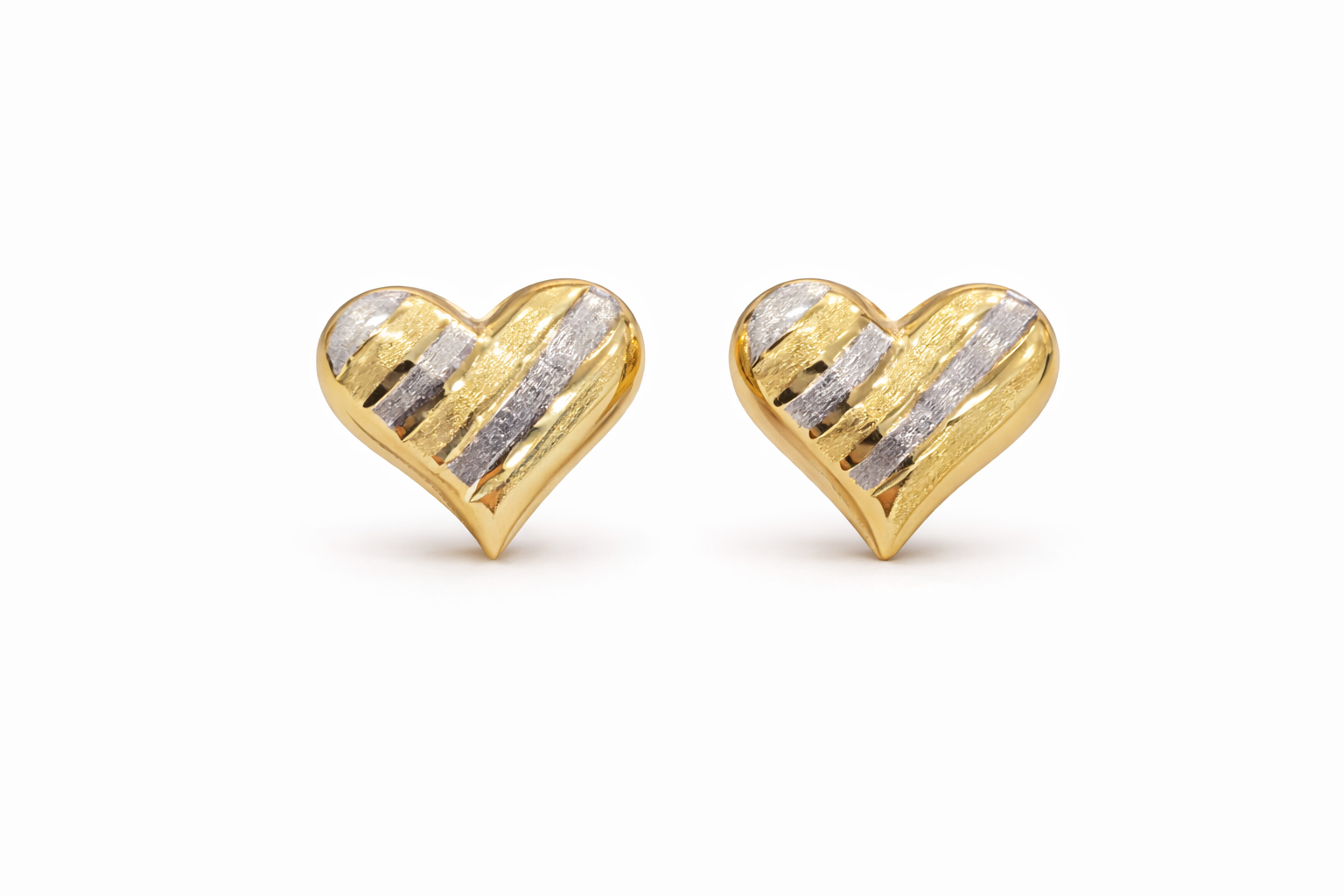 10K TWO TONE HEART EARRINGS – SMALL – JY Jewelry Wholesale