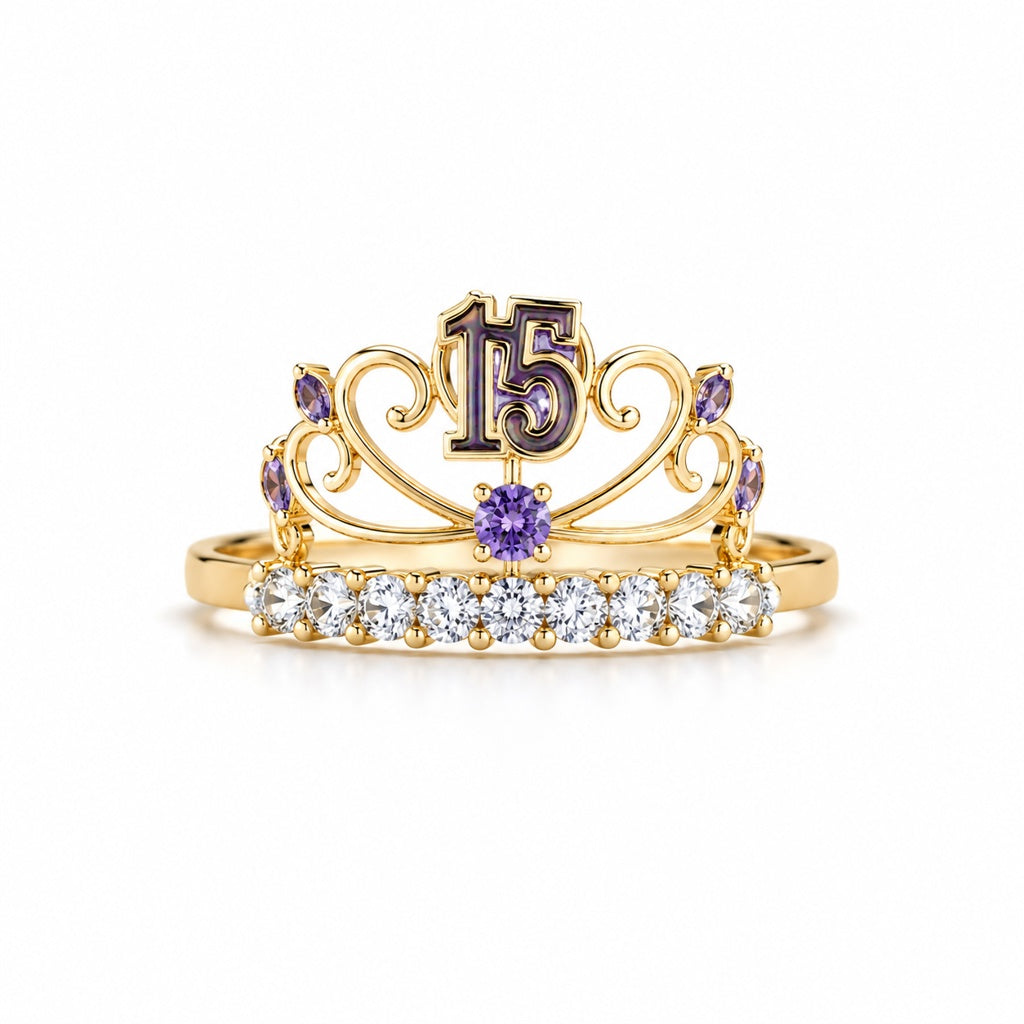 10K 15ANERA PURPLE CROWN RING – 7.5 – JY Jewelry Wholesale