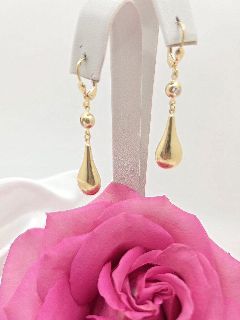 14K ELEGANT TEARDROP PENDANT HOOPS EARRINGS – JY Jewelry Wholesale