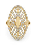 14K OVAL ALMOND RING WITH CZ DETAILS – 8 – JY Jewelry Wholesale