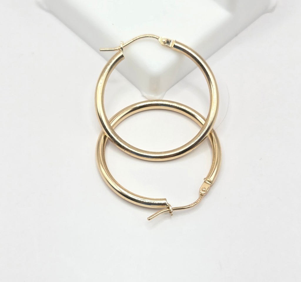 14K FINE PLAIN HOOPS EARRINGS – 3 2MM – JY Jewelry Wholesale
