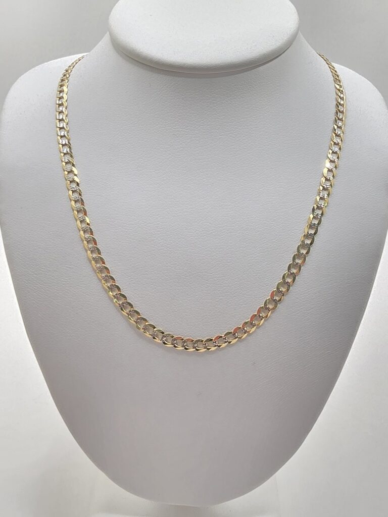 10K TWO TONE CUBAN CURB FLAT – 20" 3MM – JY Jewelry Wholesale