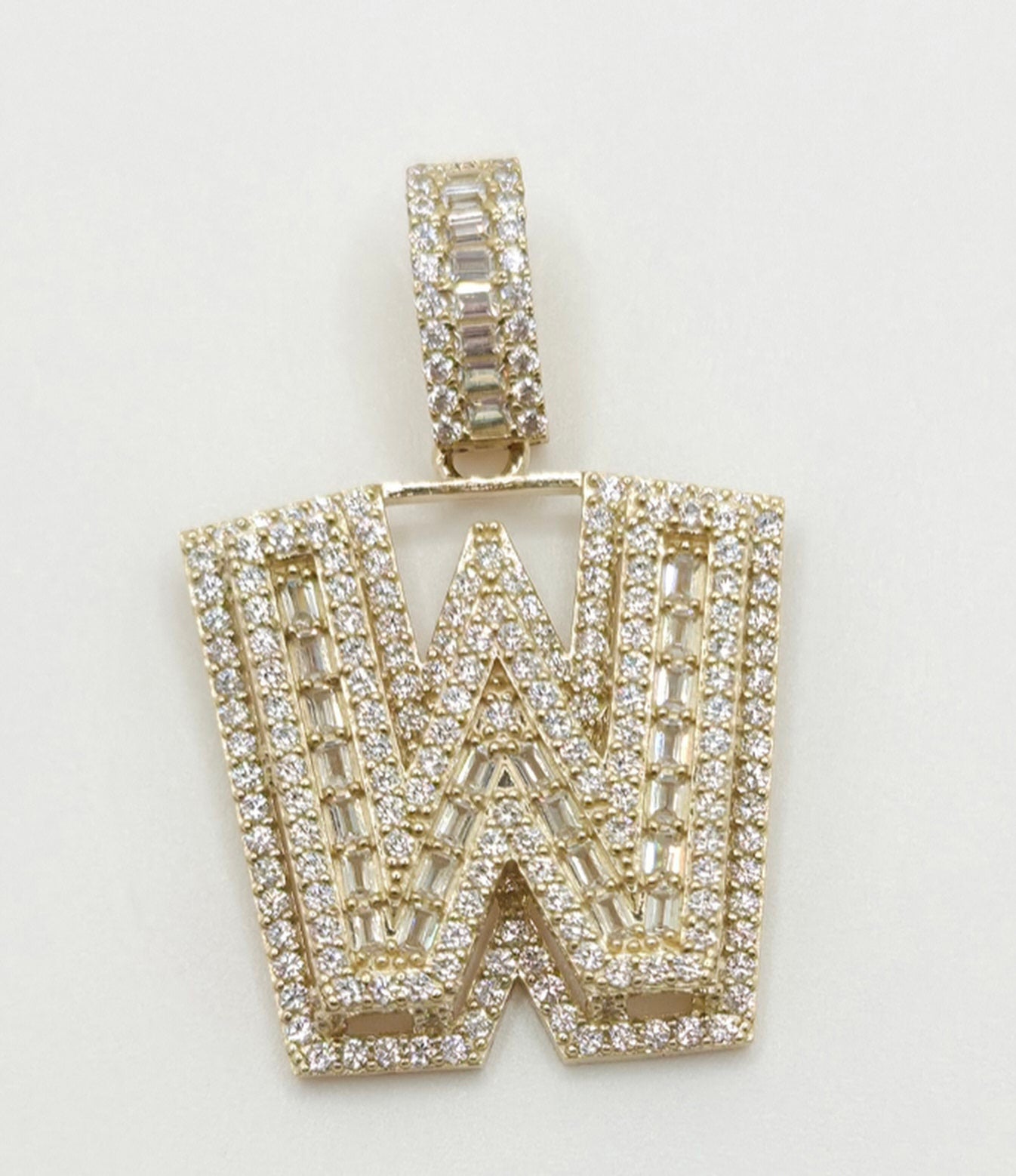 10K MEDIUM CZ "W" LETTER PENDANT – JY Jewelry Wholesale