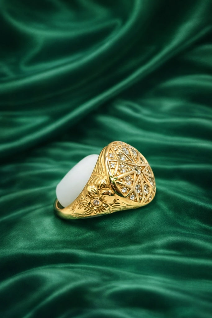 10K ROUND STAR DESIGN SMALL ROSETTA MAN'S RING – 12-12.5 – JY Jewelry Wholesale