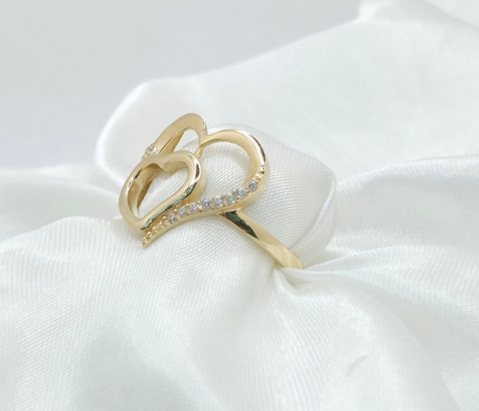 10K SMALL TWO HEART SILHOUETTE RING – 7 – JY Jewelry Wholesale