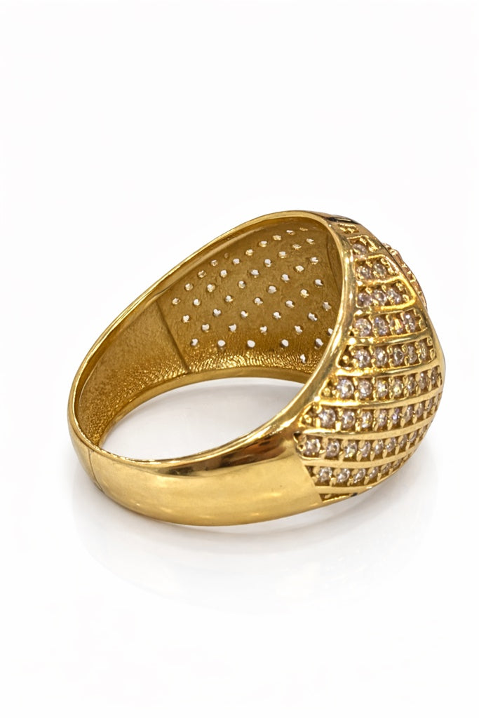 14K CIRCULAR RING WITH A MONEY SIGN AND DETAILS OF CZ – 12.5 – JY Jewelry Wholesale