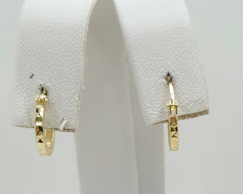 10K BABY SQUARE STRAIGHT EDGE DIAMOND CUT HOOPS EARRINGS – 1 – JY Jewelry Wholesale