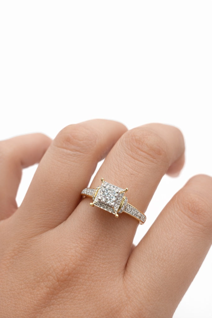 10K SQUARE ELEGANT DIAMOND PROMISE RING – 7/0.26CT – JY Jewelry Wholesale