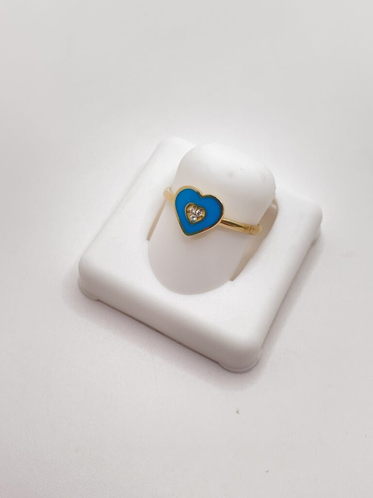 10K SMALL BLUE HEART RING – 7 – JY Jewelry Wholesale