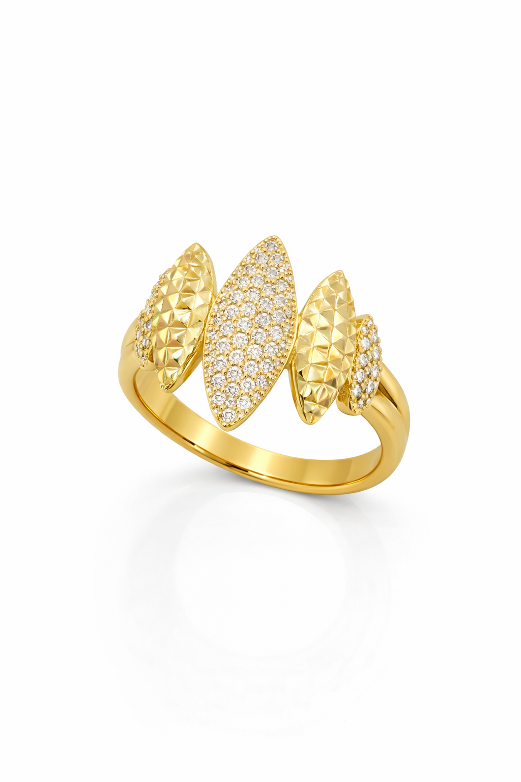 14K MODERN CZ DETAIL DOME RING – 7.5 – JY Jewelry Wholesale