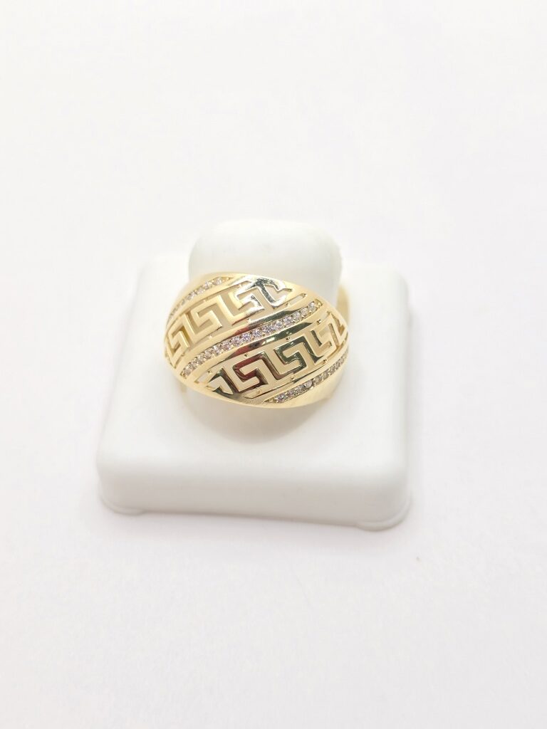 14K MODERN GREEK STYLE RING WITH ZIRCONIA – 8 – JY Jewelry Wholesale